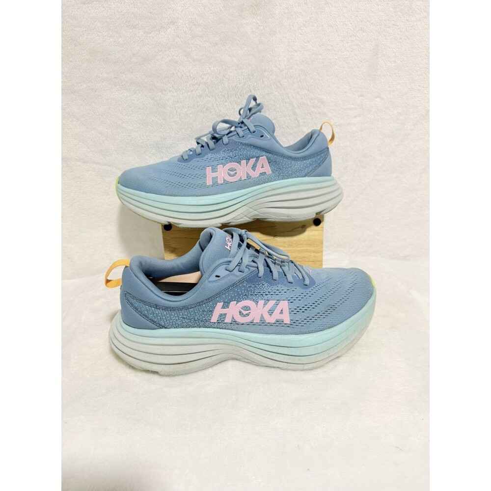 Hoka One One Shoes Womens Size 9.5 D Wide Bondi 8 Shadow Dusk Blue Running
